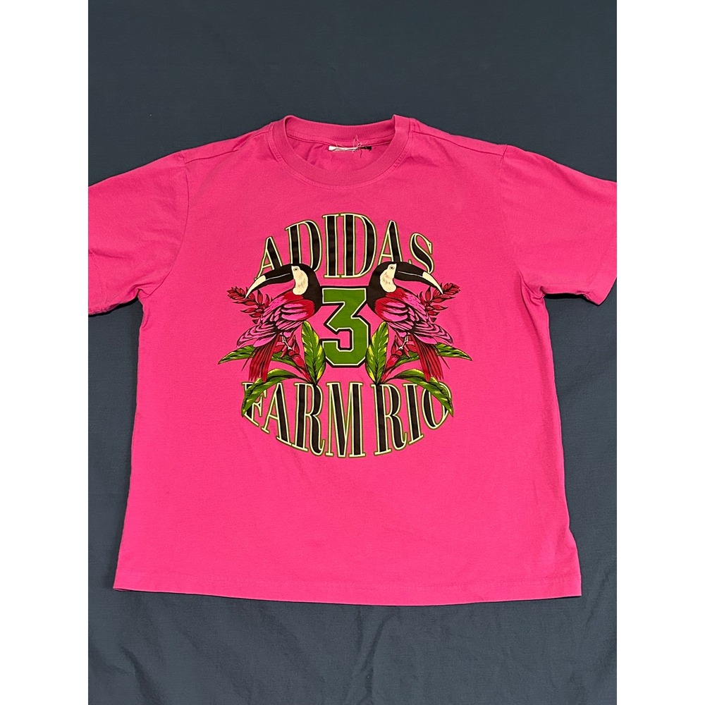 Adidas FARM Rio Pink Toucan Graphic T-Shirt KD4640 Womens L